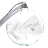 In Memory Feather Name Bauble. Baby, Pet