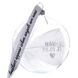 Personalised Feather Round Memorial Bauble