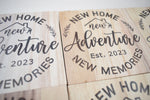 New Home, Adventure, Memories Est 2023. Wood Shelf Sign