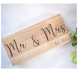 Mr & Mrs Est 2023 Wood Shelf Sign