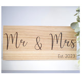 Mr & Mrs Est 2023 Wood Shelf Sign