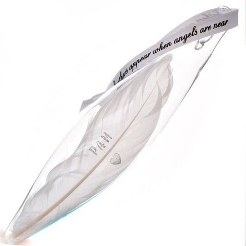 Personalised White Feather Teardrop Decoration