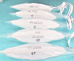 Any Name / Date / Quote White Feather Memorial Teardrop Bauble