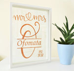 Mr & Mrs Monogram Frame Keepsake Personalised