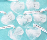 Any Name / Date White Feather Memorial Heart Bauble