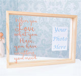 Wedding Couple Love Quote Photo Frame Keepsake. Personalised Colours Rose Gold Copper Black White. Wood Glass Shelf Ornament Gift