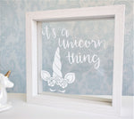 It's A Unicorn Thing Quote Frame. Freestanding Ornament. Personalised Rose Gold White. Baby Girl Shower Gift Nursery Wall Art Daughter Frame