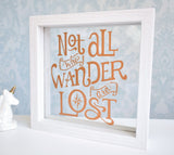 Motivational Quote Frame. Not All Who Wander Are Lost. Personalised Rose Gold White. Travel Wanderlust Birthday Christmas Gift Ornament